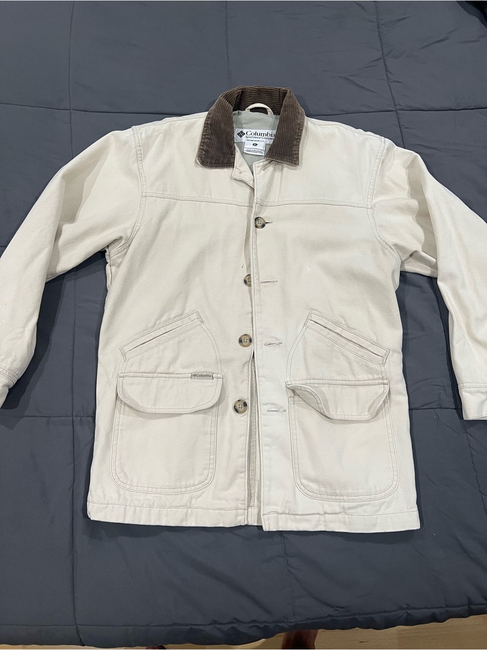 Columbia Men’s Cream Field Coat with Brown Corduroy Collar